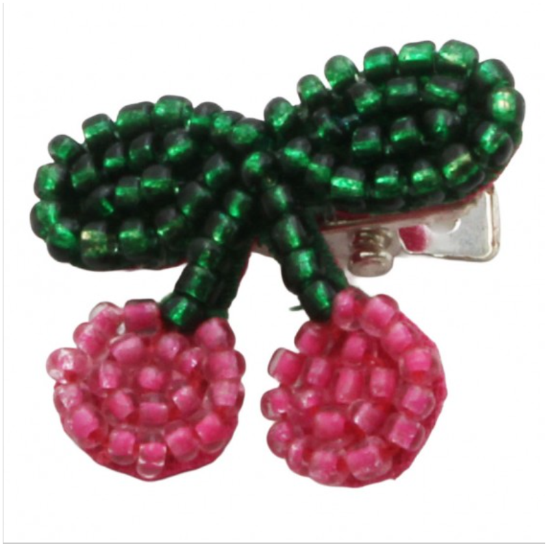 Barrette cerises en perles