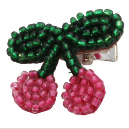 Barrette cerises en perles